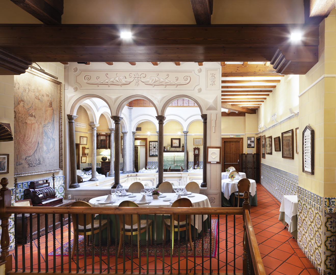 Interior view of Montal restaurant in Zaragoza, Spain.