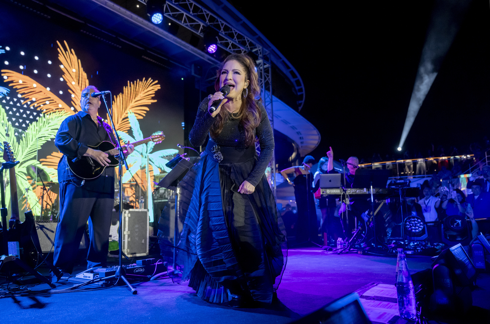 Gloria Estefan performing during the MSC World America naming event.