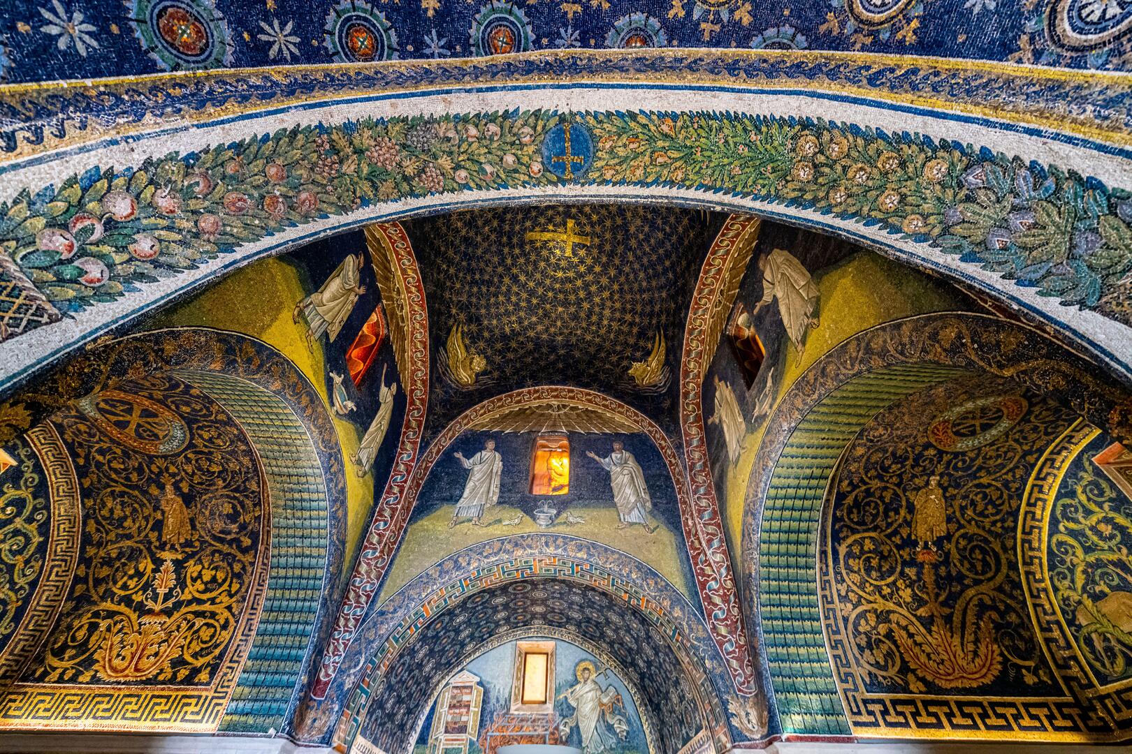 Mosaics displayed in the Basilica di San Vitale, Ravenna.