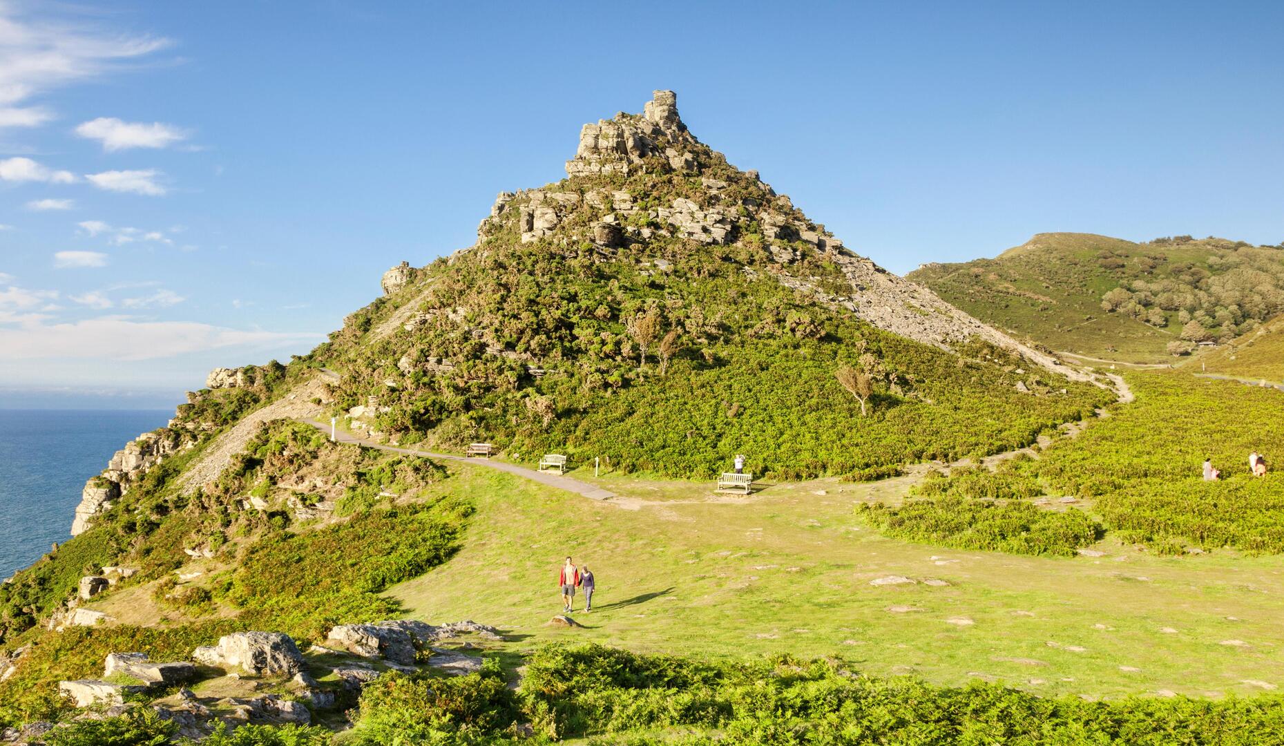 View of Valley of the Rocks in Lynmouth, North Devon, England from Castle Rock.
